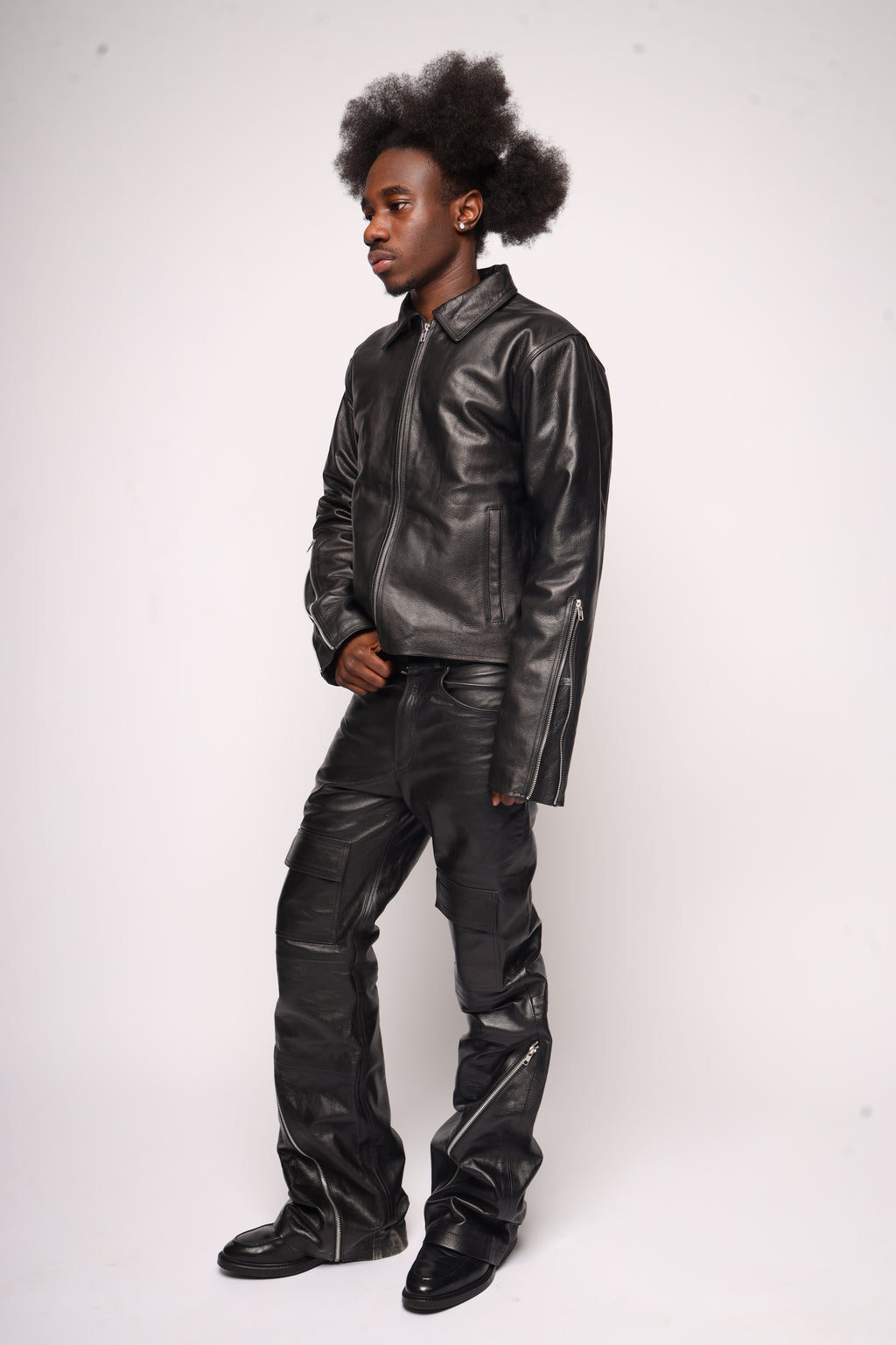 Zipped Leather Jacket - VELMONTU