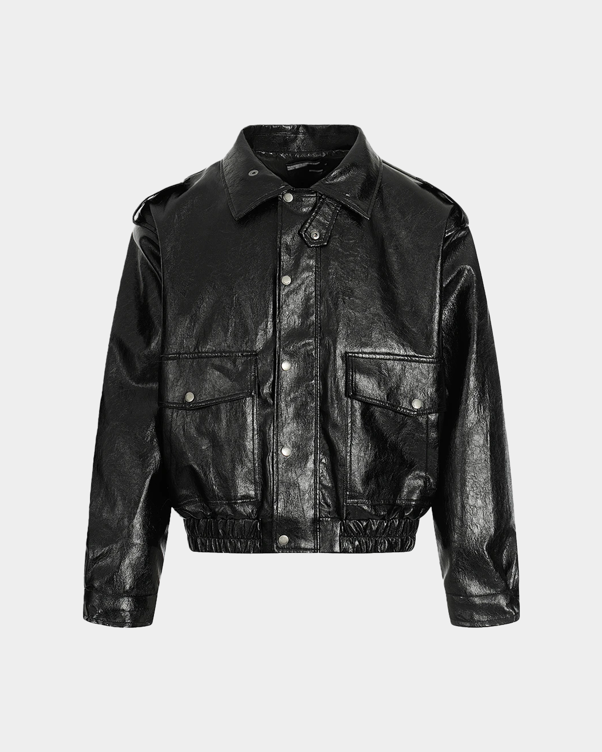 Glossed Leather Bomber - VELMONTU