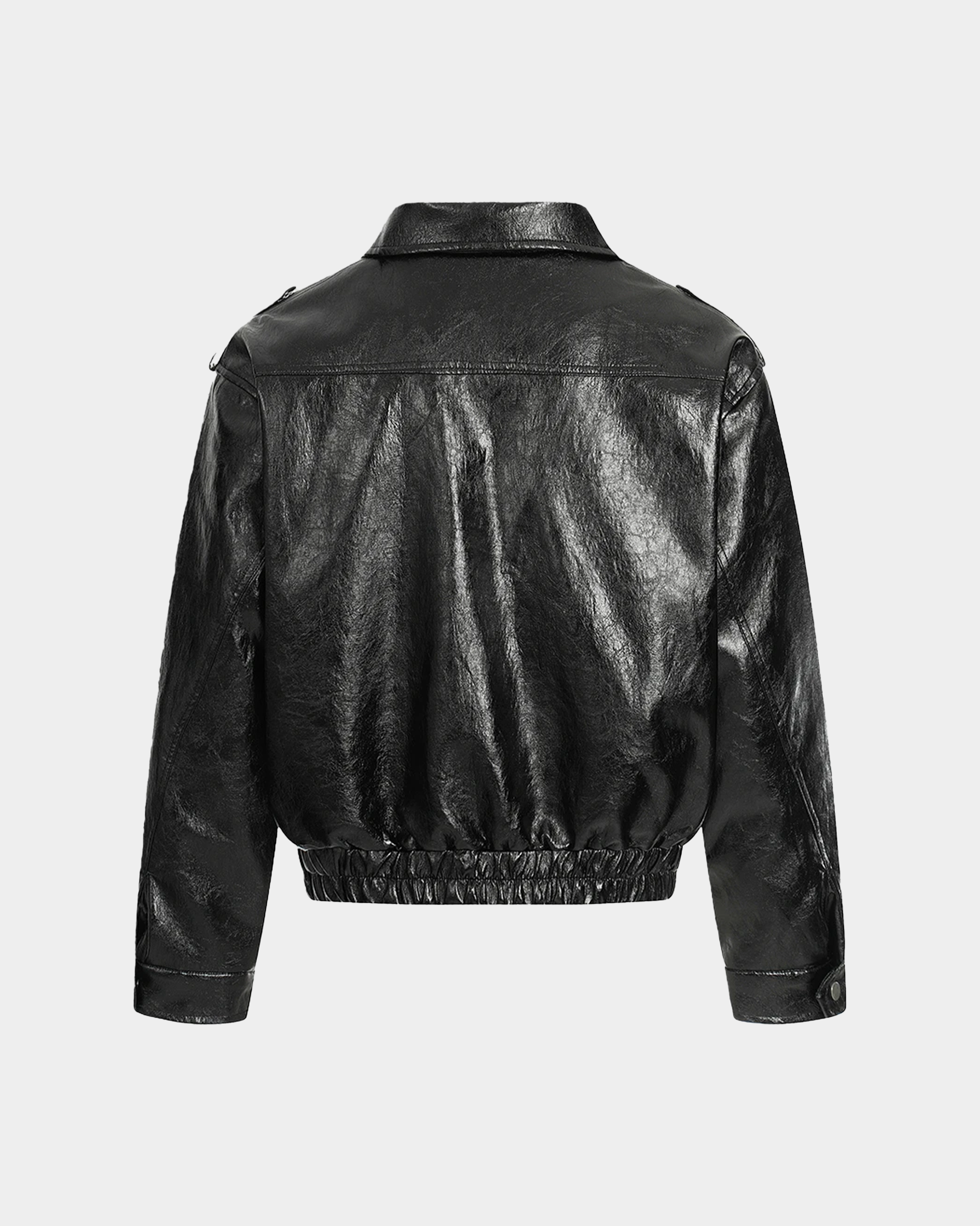 Glossed Leather Bomber - VELMONTU