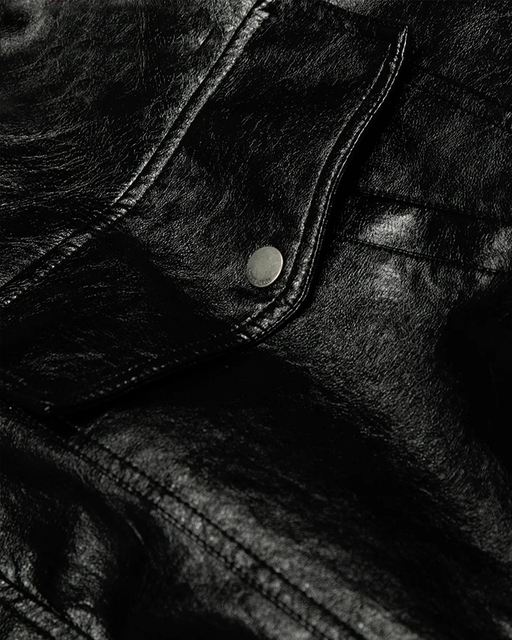 Glossed Leather Bomber - VELMONTU