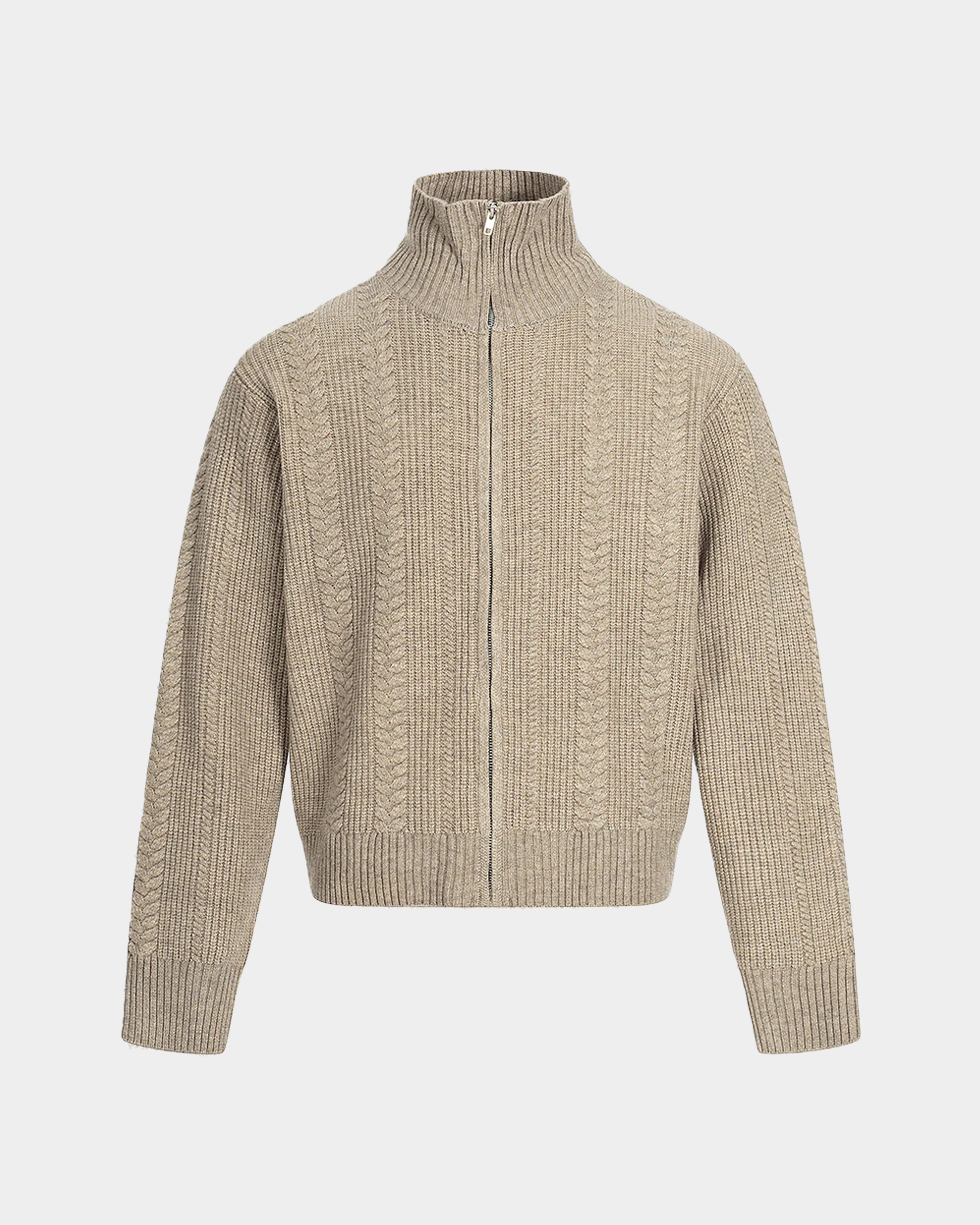 Ribbed Zip Knit Jacket - VELMONTU