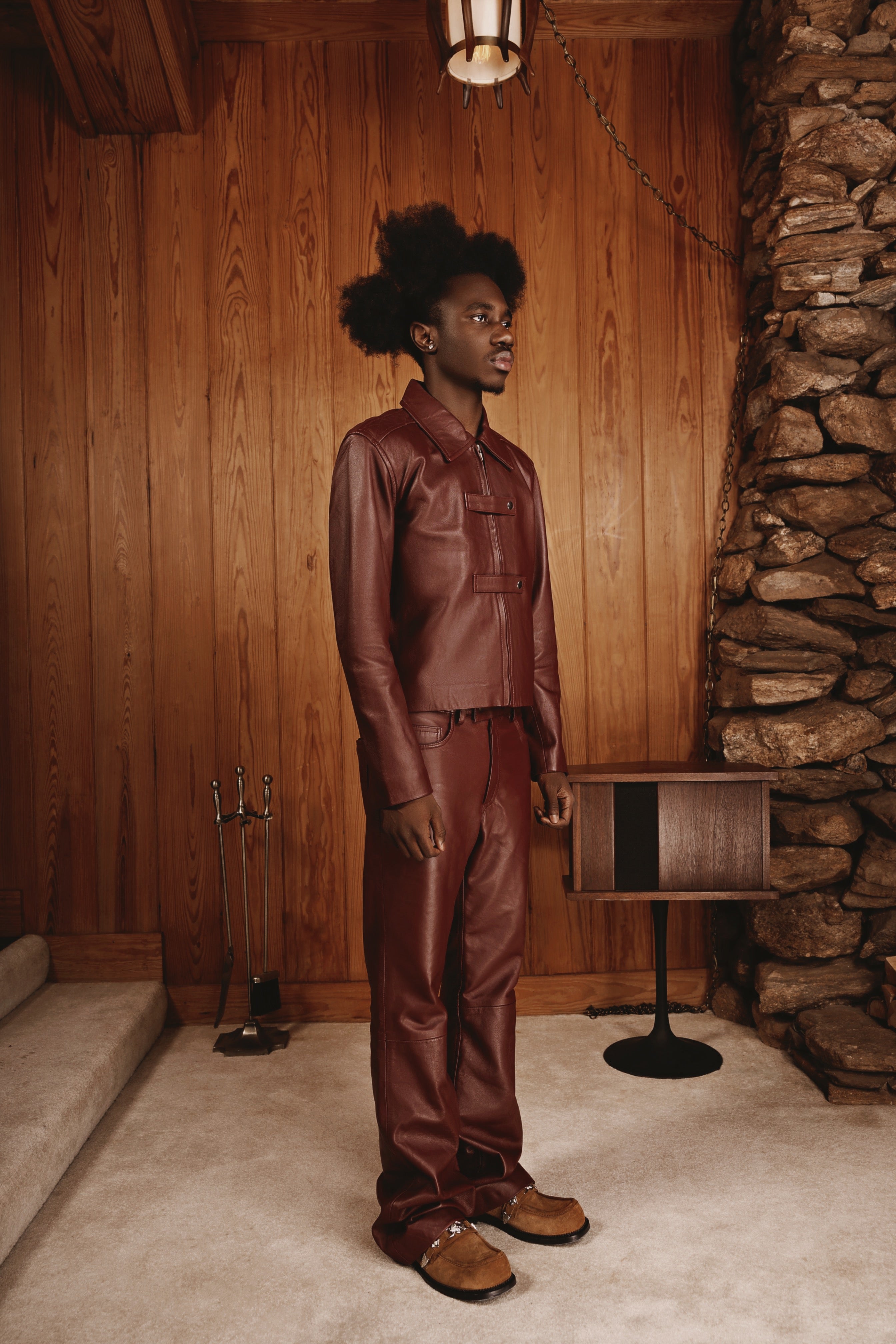 Maroon Leather Pants - VELMONTU